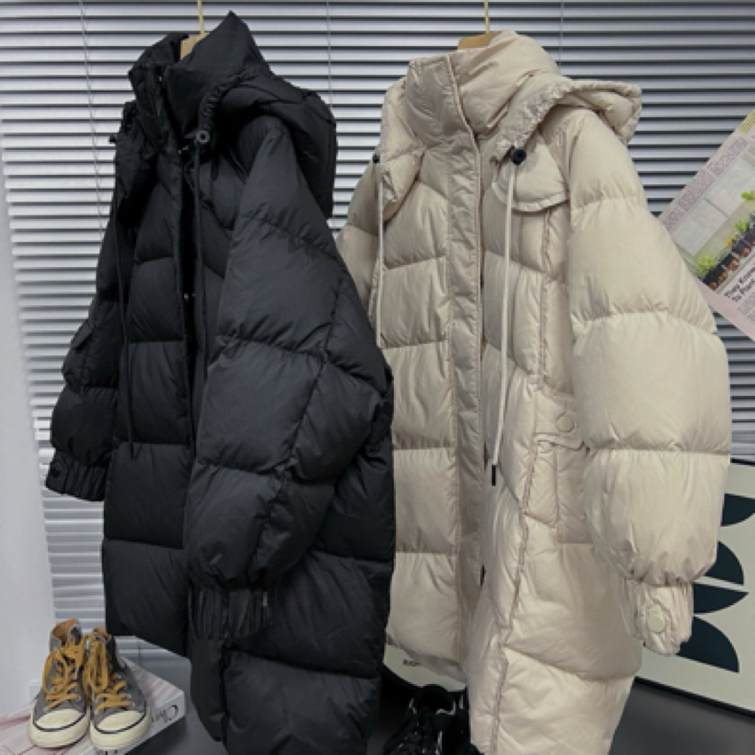 【2025新品】韩版时尚亲子保暖加厚中长款连帽冬季羽绒服童装儿童