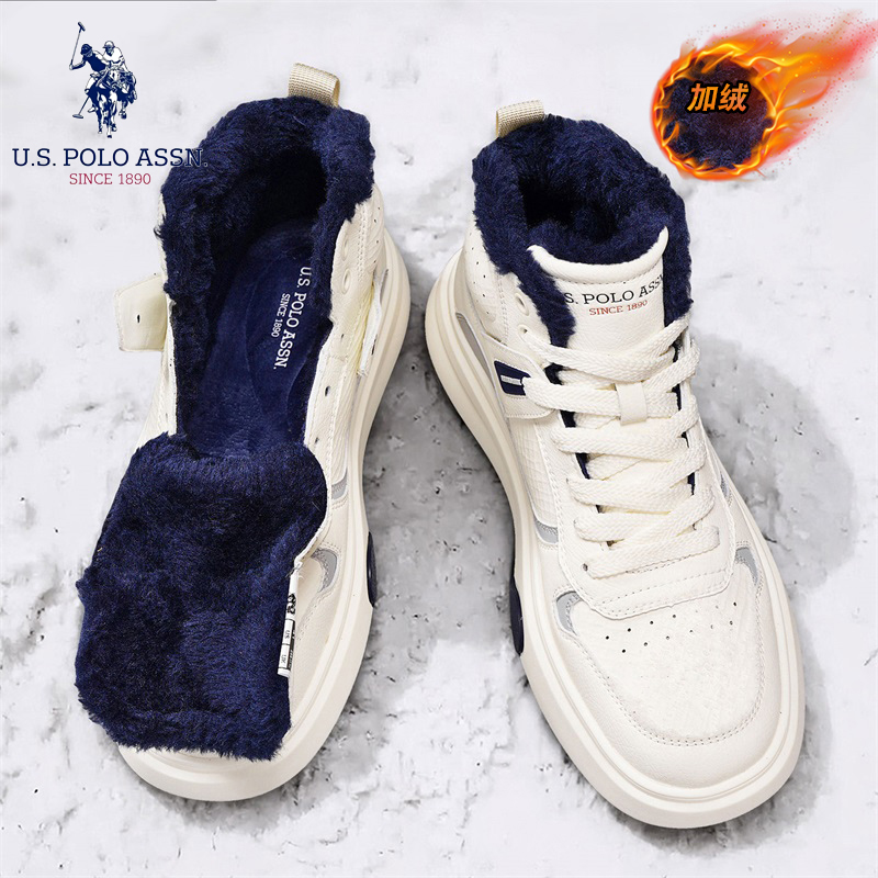 U.S.POLO ASSN.男鞋2025冬季新款大棉加绒加厚保暖时尚高帮休闲鞋