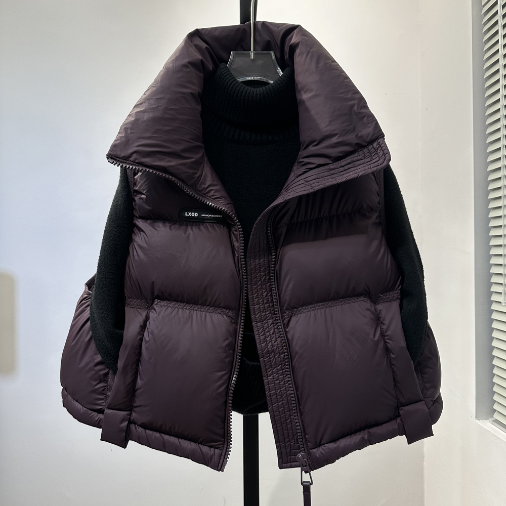 国标马甲白鸭绒立领坎肩女2025秋冬新加厚小短款宽松马甲