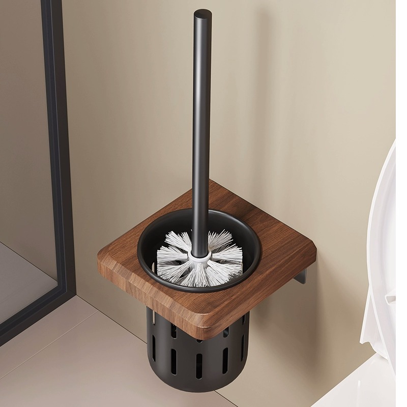 胡桃木马桶刷家用无死角厕所壁挂置物架新款套装卫生间收纳清洗