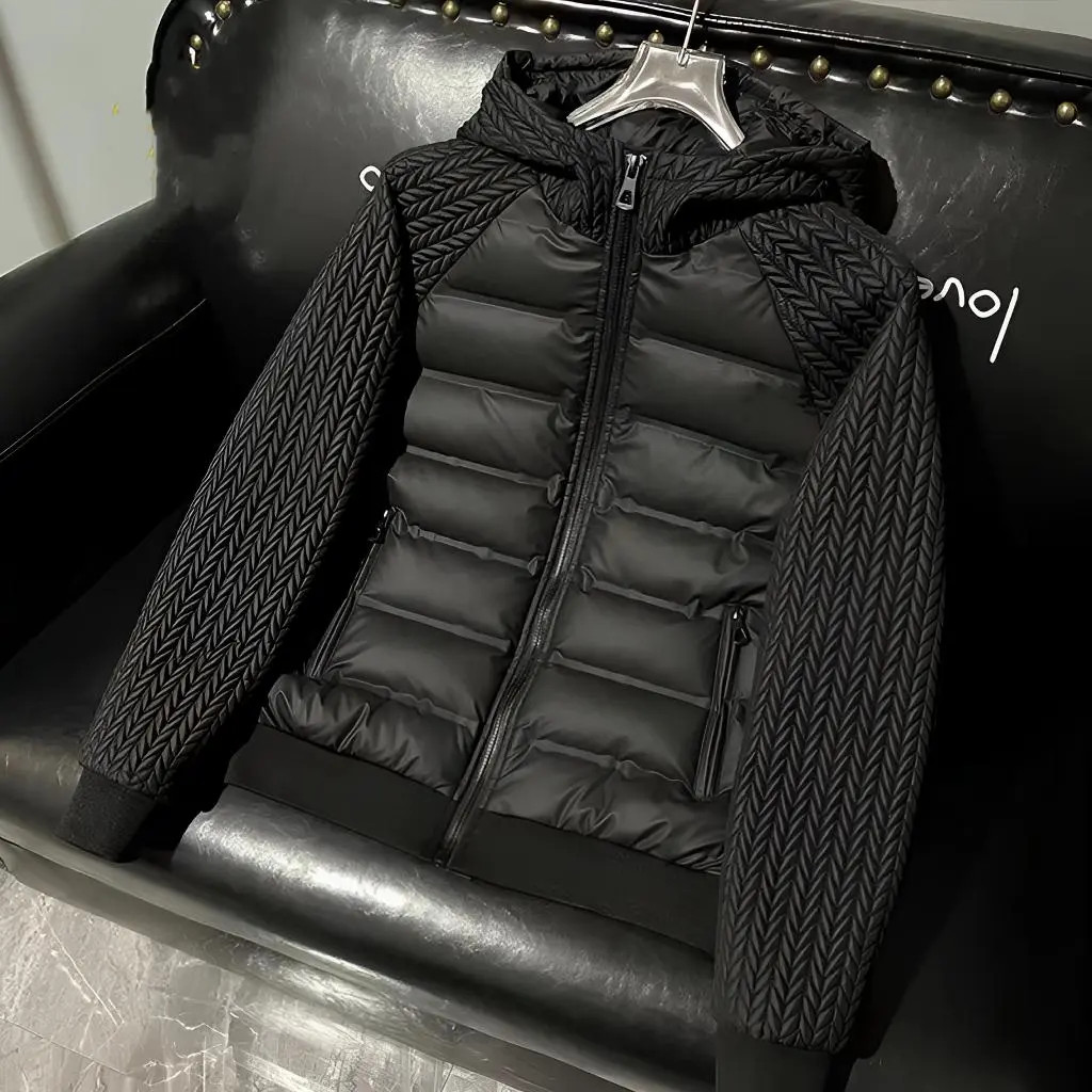 时尚潮流男士连帽棉服冬季休闲轻奢风加厚修身保暖百搭外穿韩版