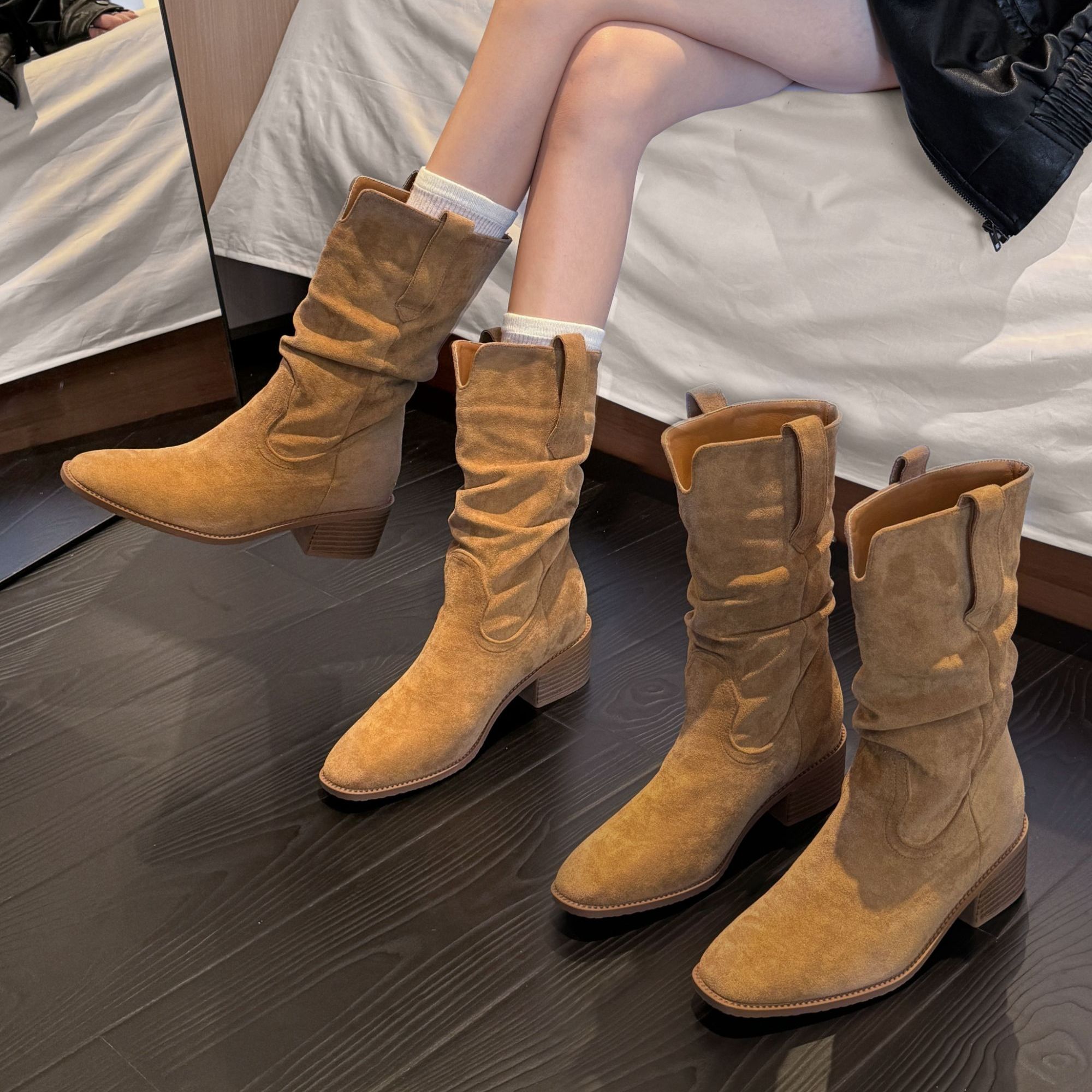 贾不假复古高跟马丁靴女款2025新款秋冬显瘦爆款勃肯靴子时尚百搭