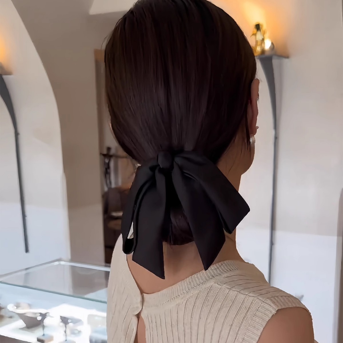 韩国超仙缎面蝴蝶结发夹女后脑勺大号顶夹网红少女弹簧夹发卡头饰