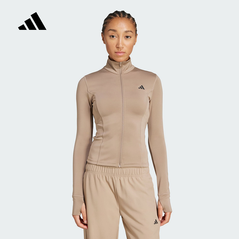 Adidas阿迪达斯女子速干半高领运动修身夹克外套JW2815