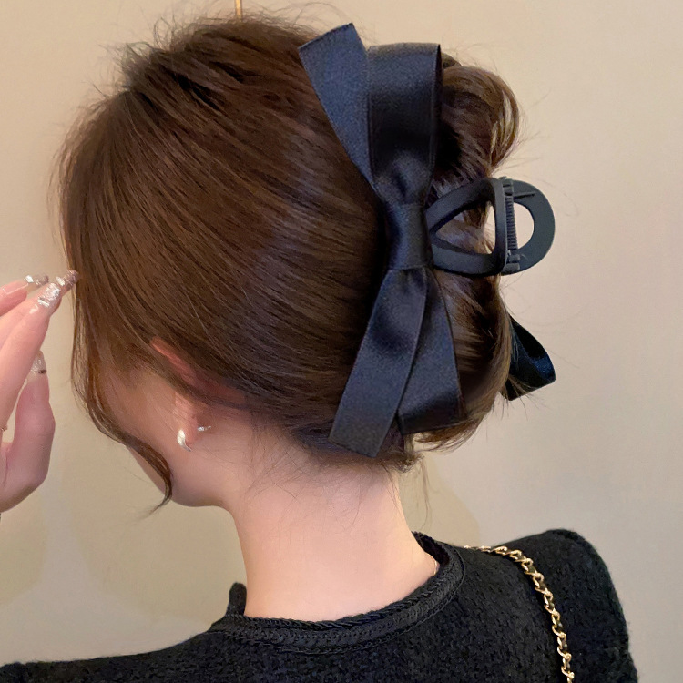 蝴蝶结抓夹赫本风新款小众大号气质盘发发卡网红发夹后脑勺发饰