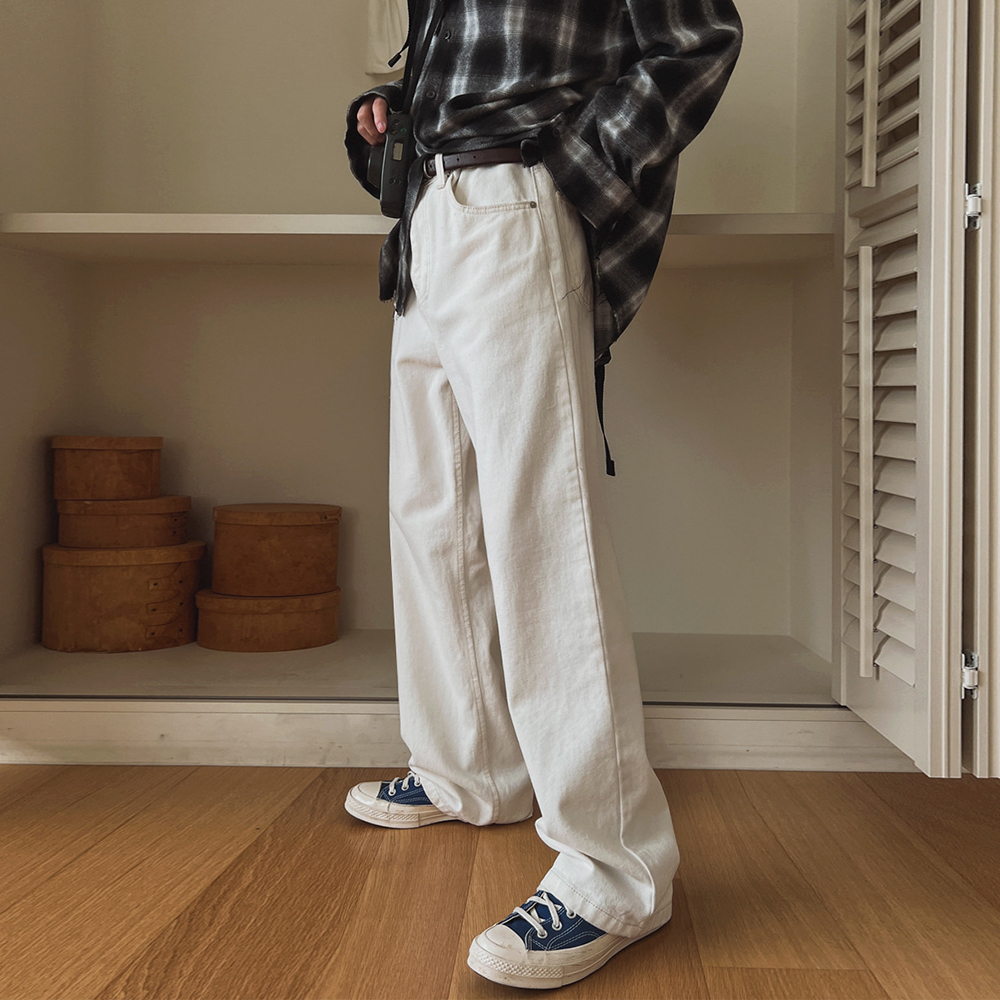 MRCYC简约高级直筒牛仔裤男春季宽松cleanfit穿搭韩版潮流阔腿裤