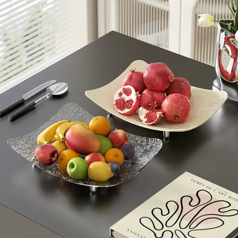 轻奢水波纹果盘家用创意水果盘加厚大容量托盘零食盘干果盘