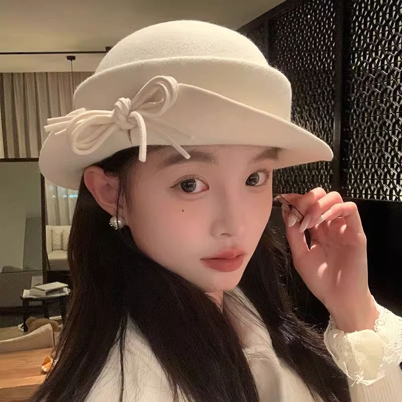 高克重~全澳毛翻檐礼帽子女2025新款秋冬季渔夫帽