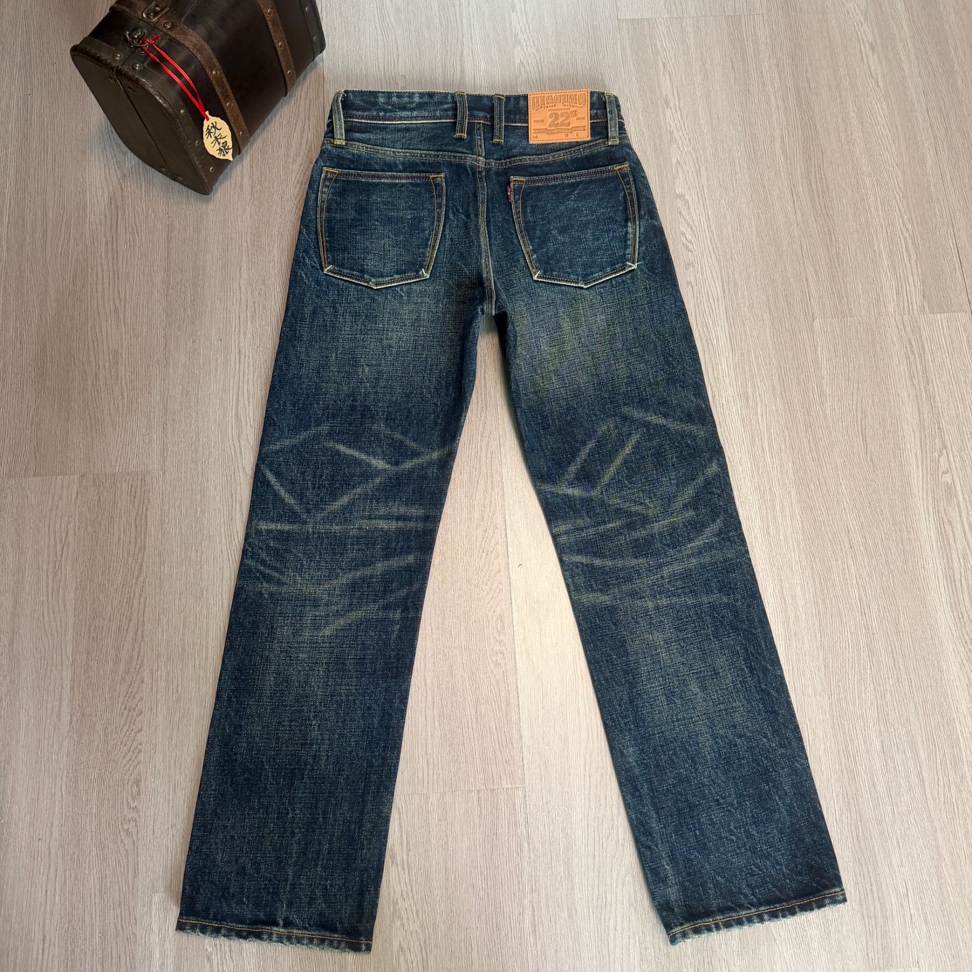 冬季重磅22盎司水洗赤耳男士宽松直筒无弹力牛仔裤百搭时尚中腰