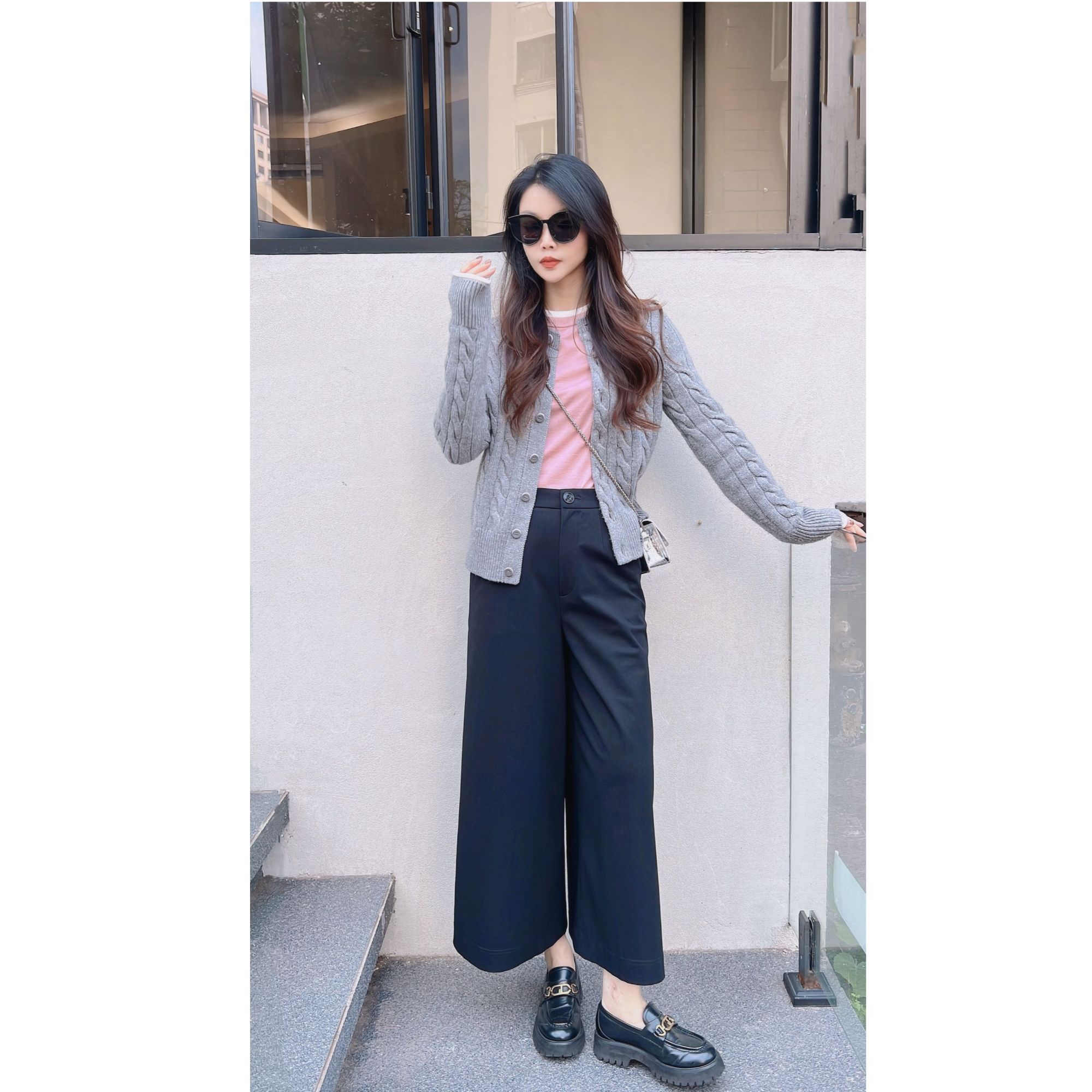 GIRDEAR/哥弟2025新款百搭显瘦四面弹休闲宽腿直筒裤女110035