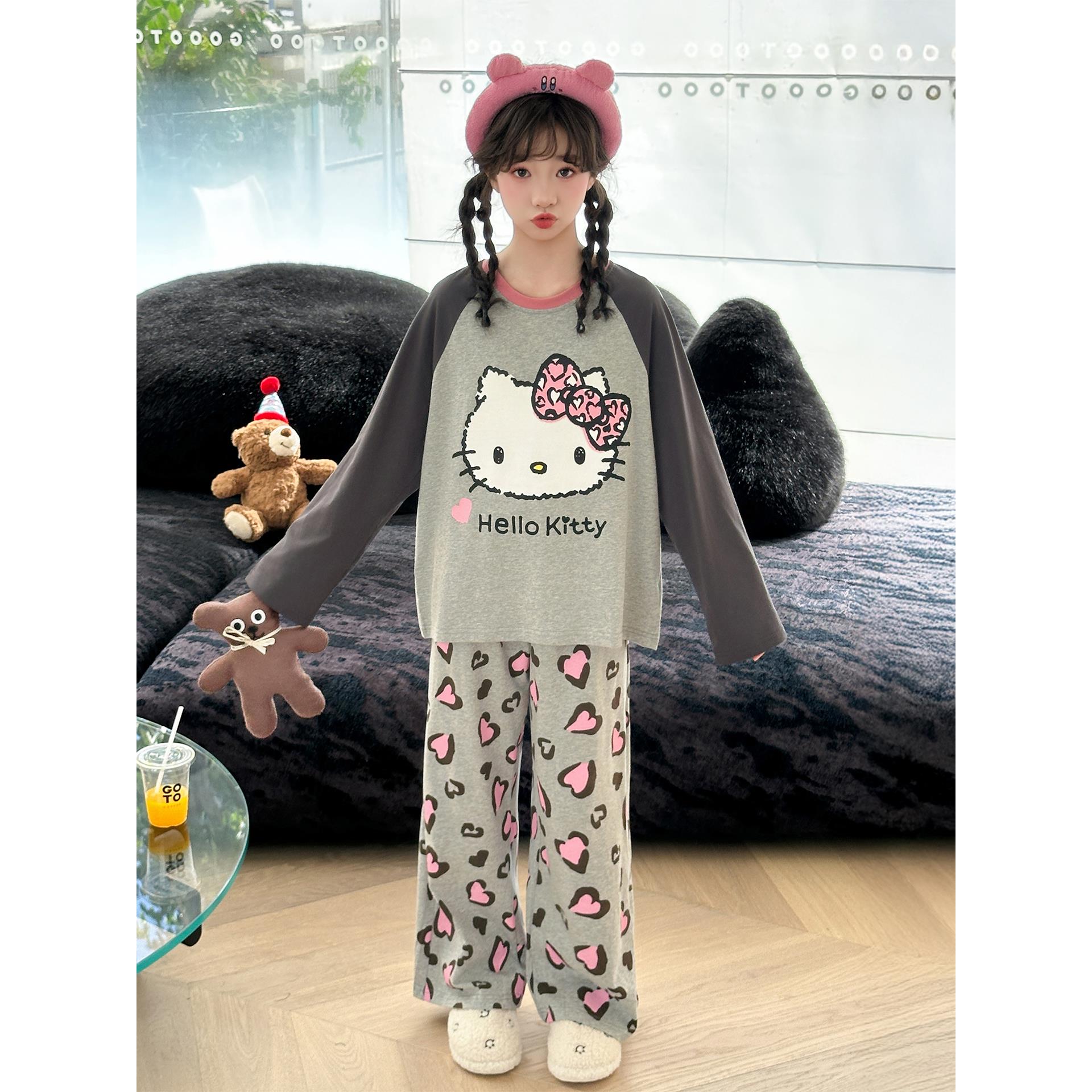 女童纯棉睡衣秋季2025新款儿童春秋家居服初中生女孩纯棉长袖套装