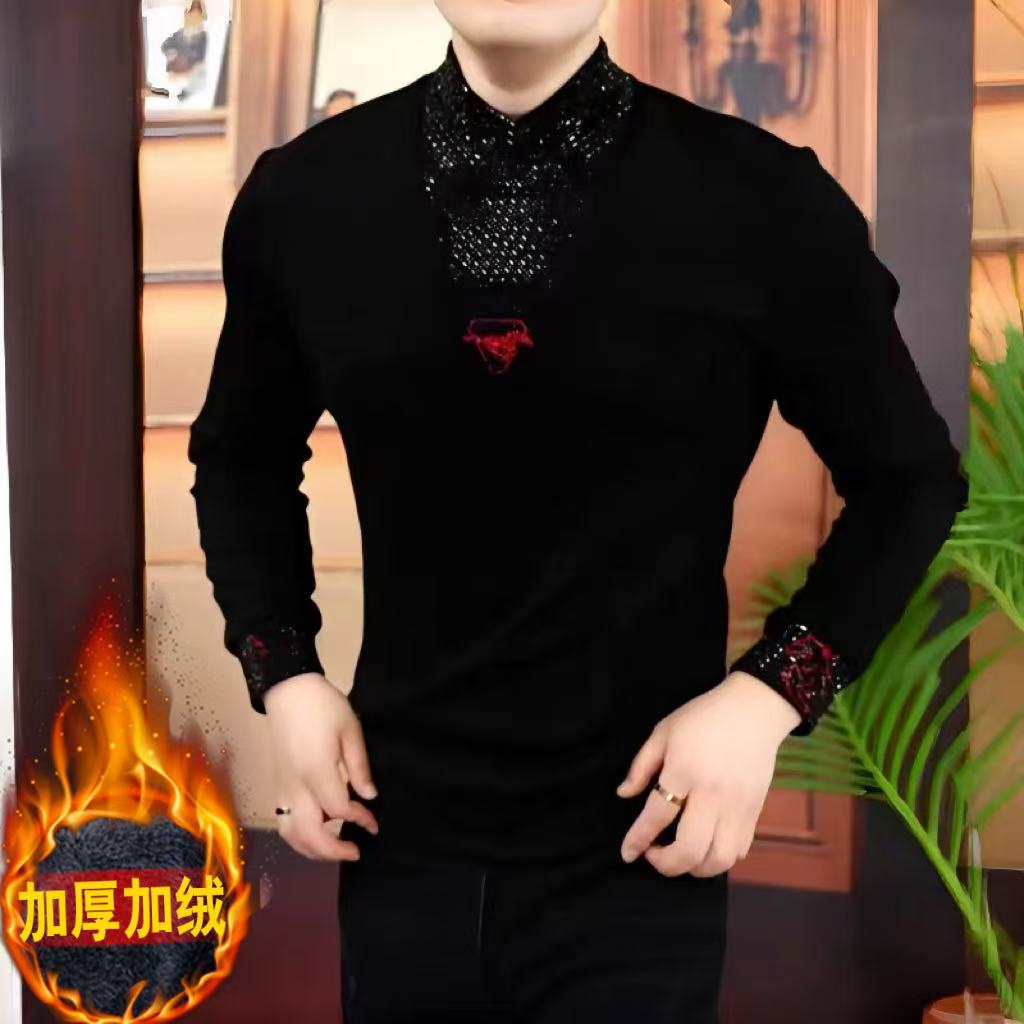 《红鬃烈马》冬季新款加绒时尚高端长袖简约修身轻奢休闲帅气男卫衣