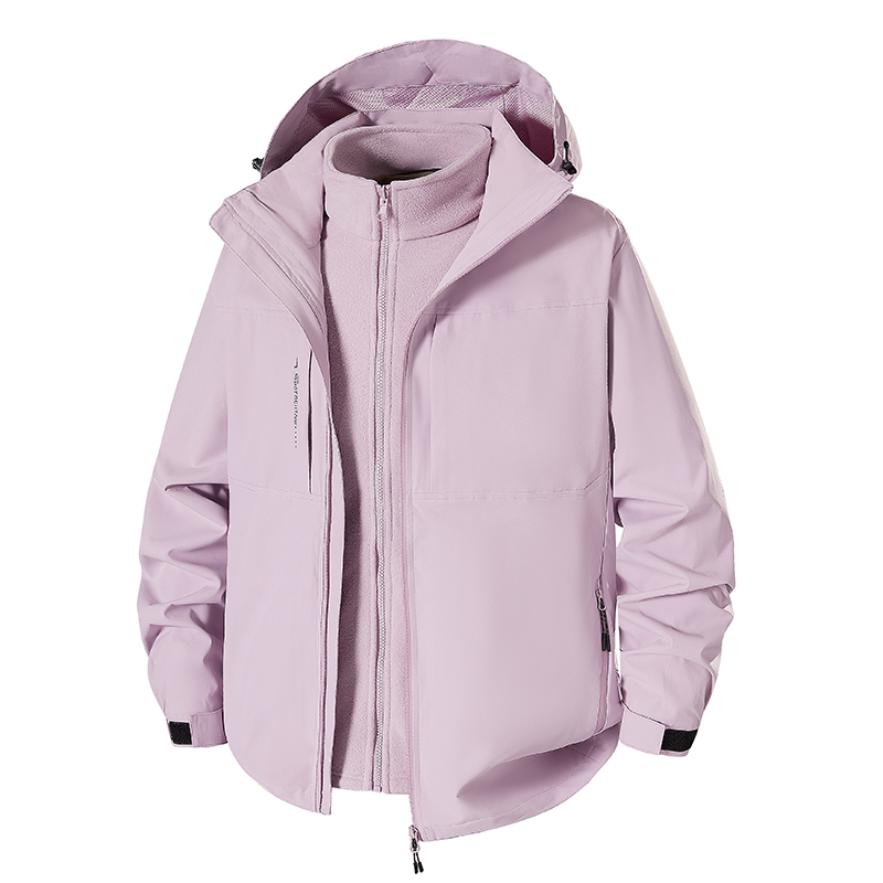 户外运动25589三合一连帽可拆加绒内胆男冲锋衣防水防风女登山服