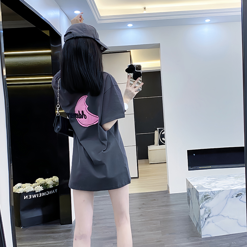 复古灰色短袖t恤女夏季宽松2025新款欧货洋气设计感小众潮牌上衣