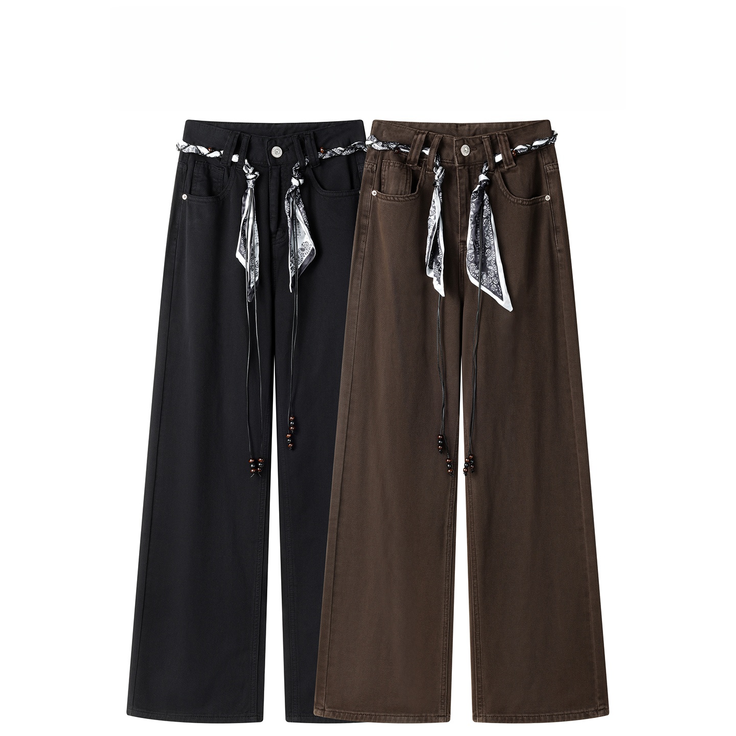 【小王家】大码韩版直筒窄版阔腿裤女秋百搭宽松显瘦垂感休闲牛仔裤