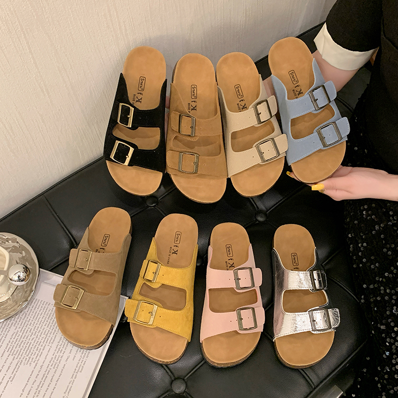 勃肯拖鞋女夏2025新款厚底凉拖鞋外穿懒人一字拖软底沙滩拖鞋