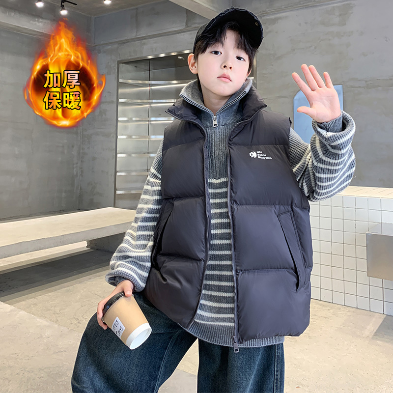 男童马甲秋冬款2025新款儿童装背心加厚中大童外穿男孩冬季外穿