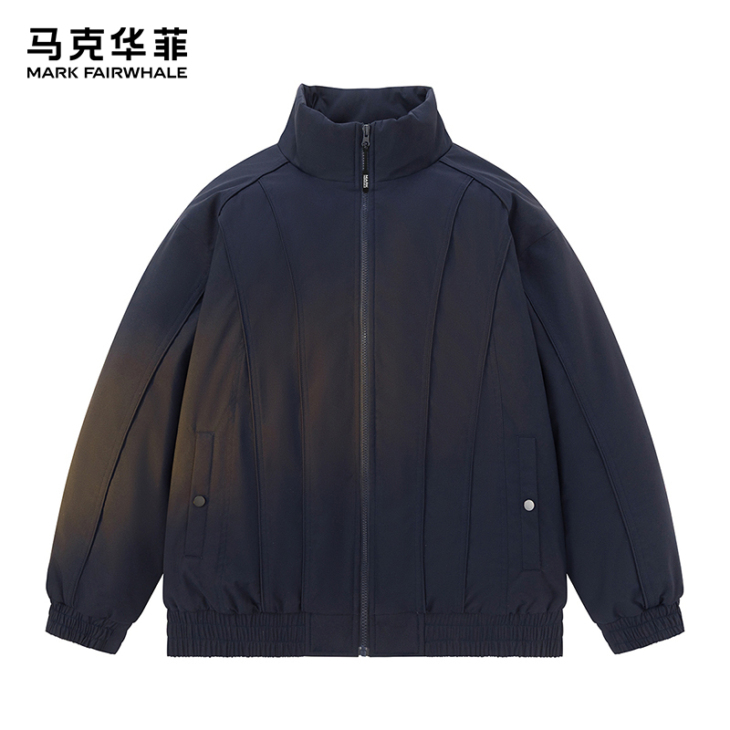 马克华菲男士秋冬立领纯色棉服美式解构棒球棉衣休闲短款宽松情侣