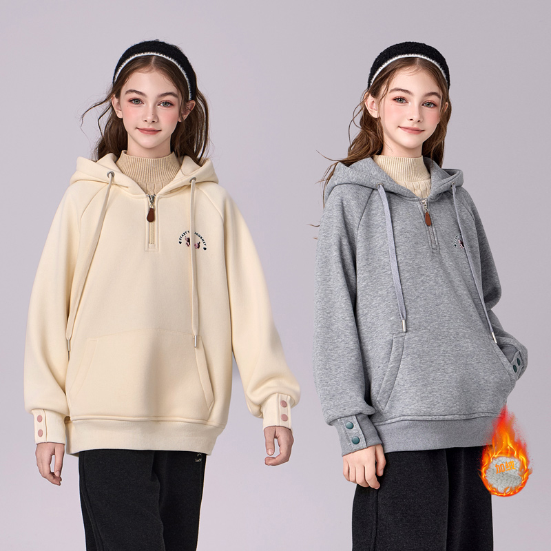 2456【现货】女加绒卫衣爆款2025冬季新款正品洋气漂亮女孩内搭卫衣