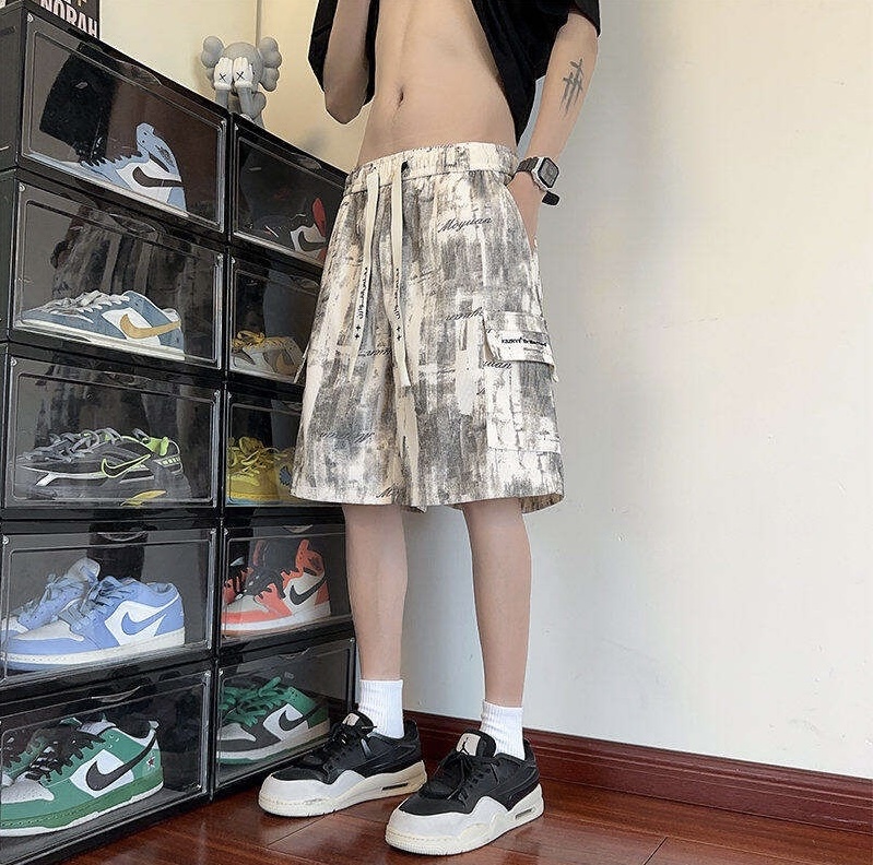 扎染工装短裤男夏季新款透气运动休闲裤子潮流美式五分裤宽松百搭