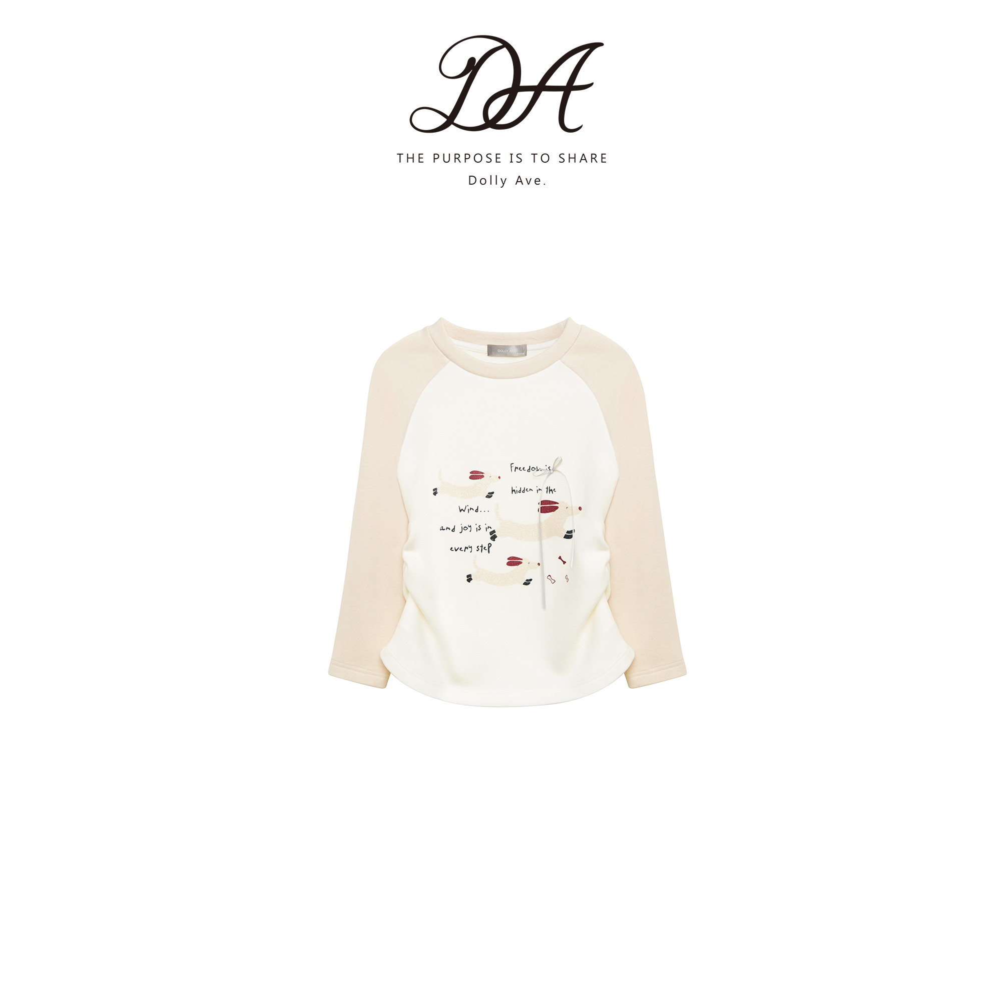 Dolly Ave「少女系列」定制美丽奴羊毛天丝混纺小狗收腰保暖女童T恤