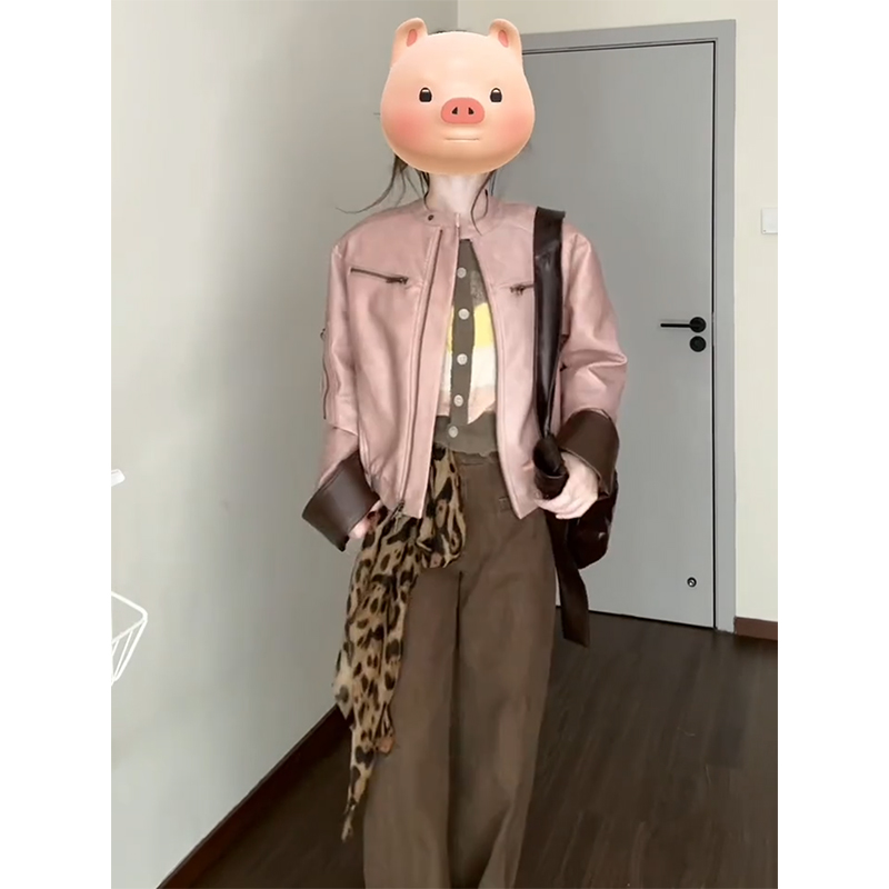 INS CEC秋季新款夹克外套针织衫上衣阔腿裤套装痞帅炸街风女装