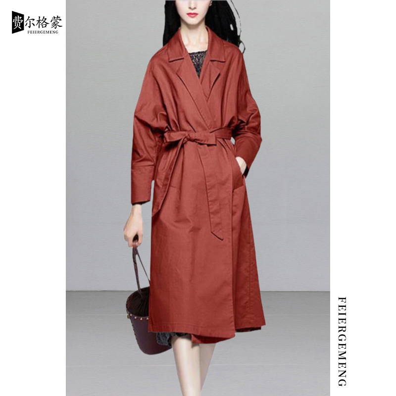 春秋新款时尚风衣外套女中长款韩版修身休闲气质薄款外套过漆显瘦