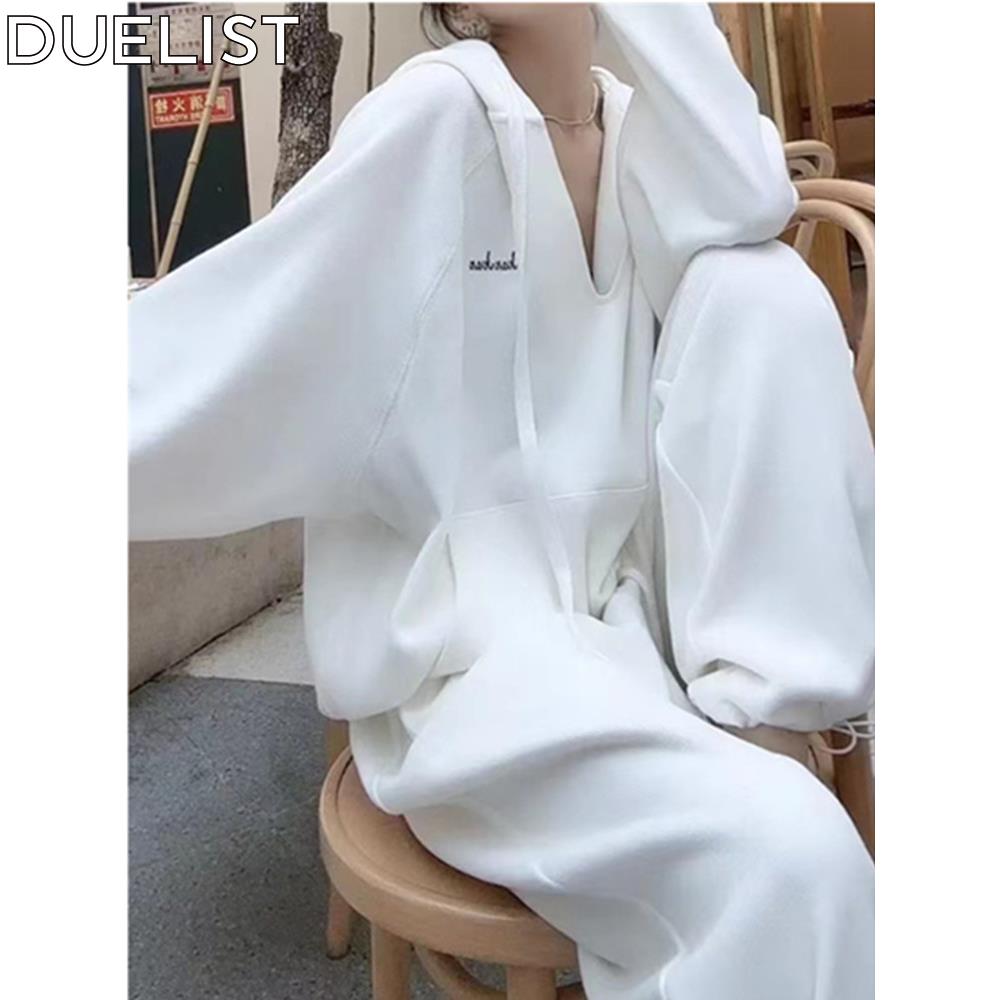 DUELIST时尚运动休闲套装慵懒风格连帽运动衫女阔腿打底裤两件套