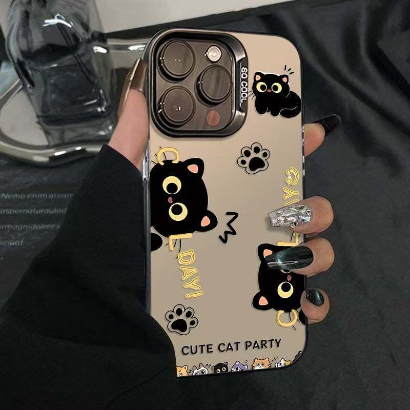 探头黑猫适用于苹果17iqoo华为oppo小米vivo一加彩银手机防摔壳