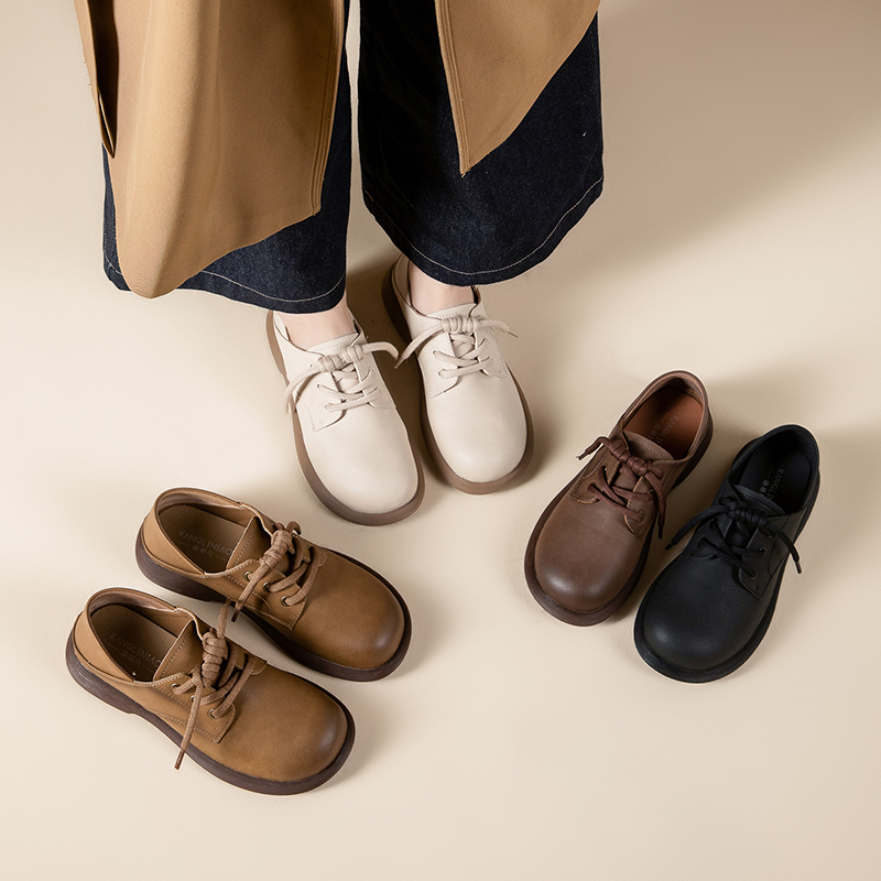 可踩跟真皮舒适女鞋爆款单鞋软面软底休闲女士鞋厚底流光风乐福鞋