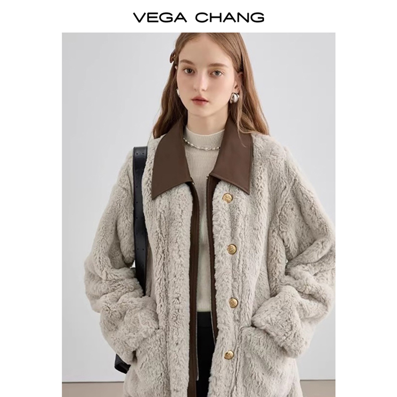 VEGA CHANG2025宽松感显瘦毛绒皮毛一体外套百搭090388