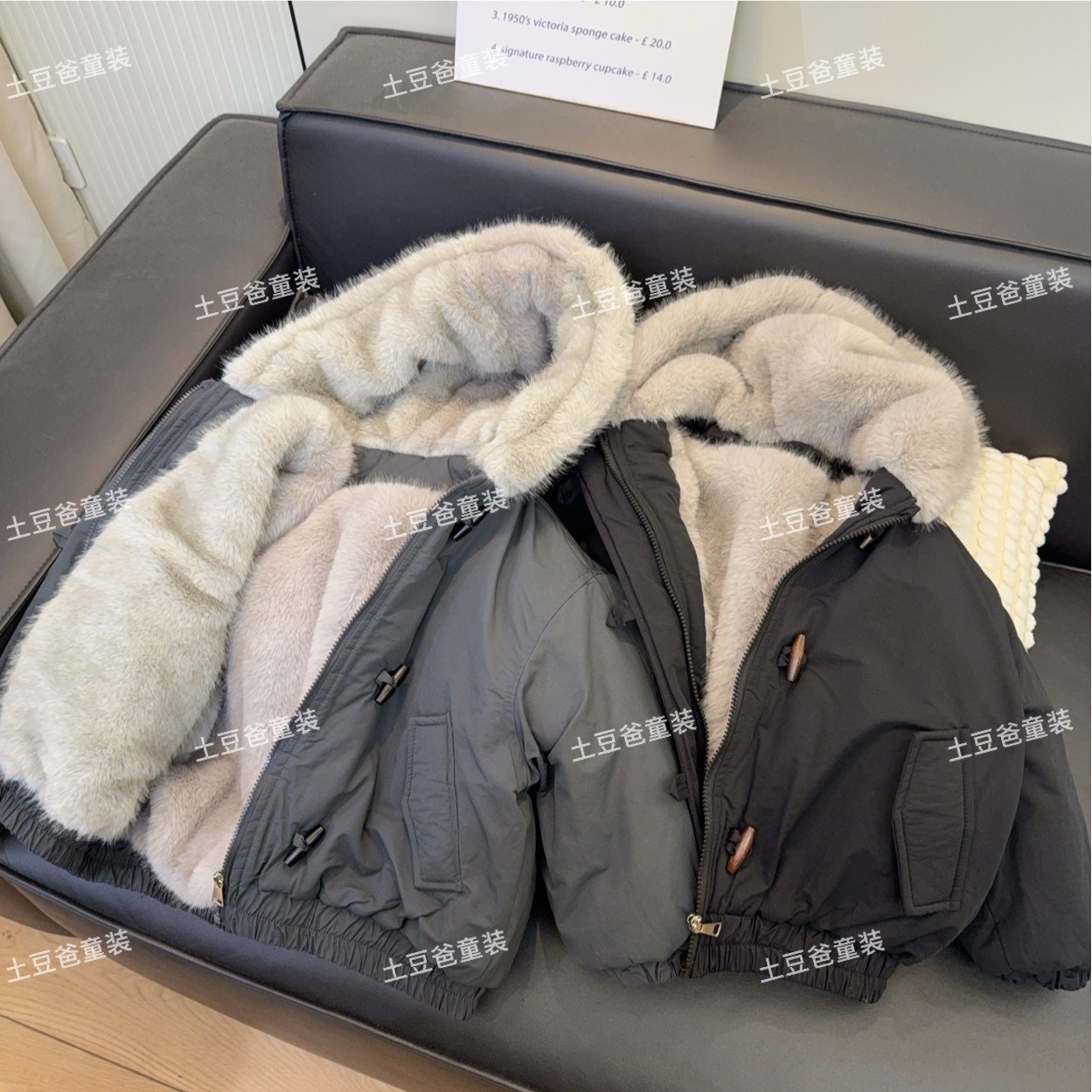 儿童加厚连帽加毛棉服2025冬季新款男女童韩版时尚休闲外套棉衣潮