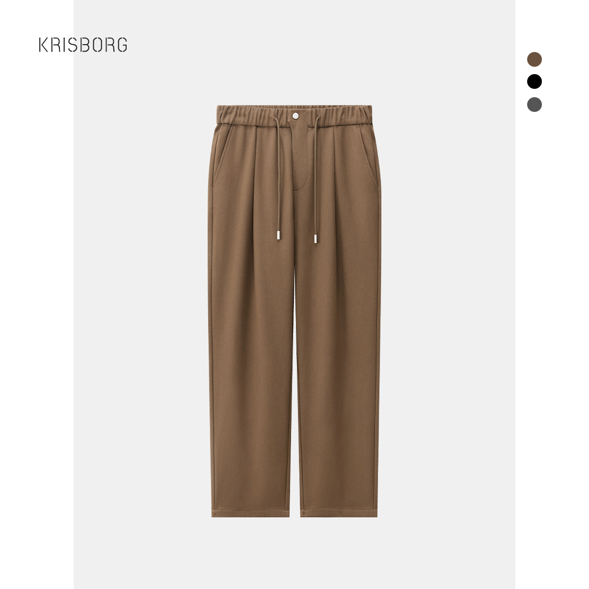 秋冬25年男士垂感莱赛尔西装裤厚款半松紧腰设计百搭羊毛宽松筒裤