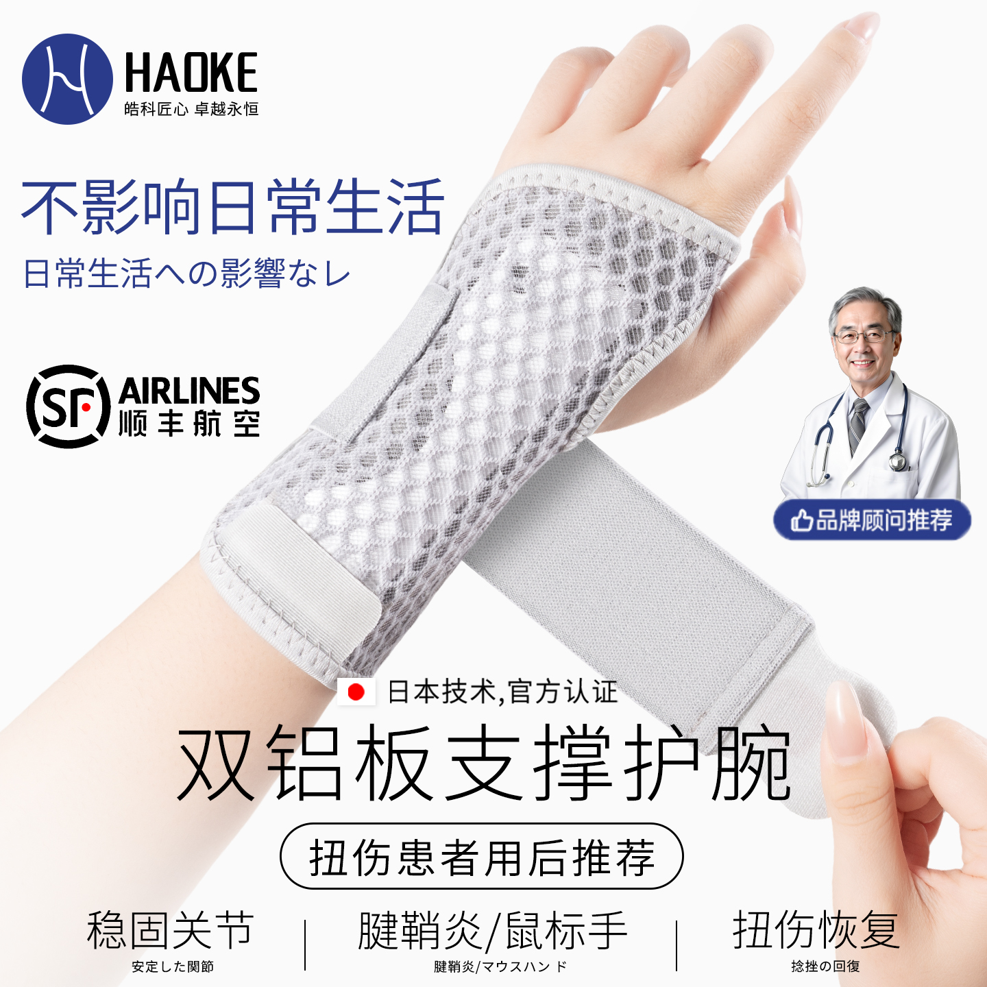 医用护腕扭伤手腕腱鞘炎关节固定支具骨折劳损恢复护具男女康复套