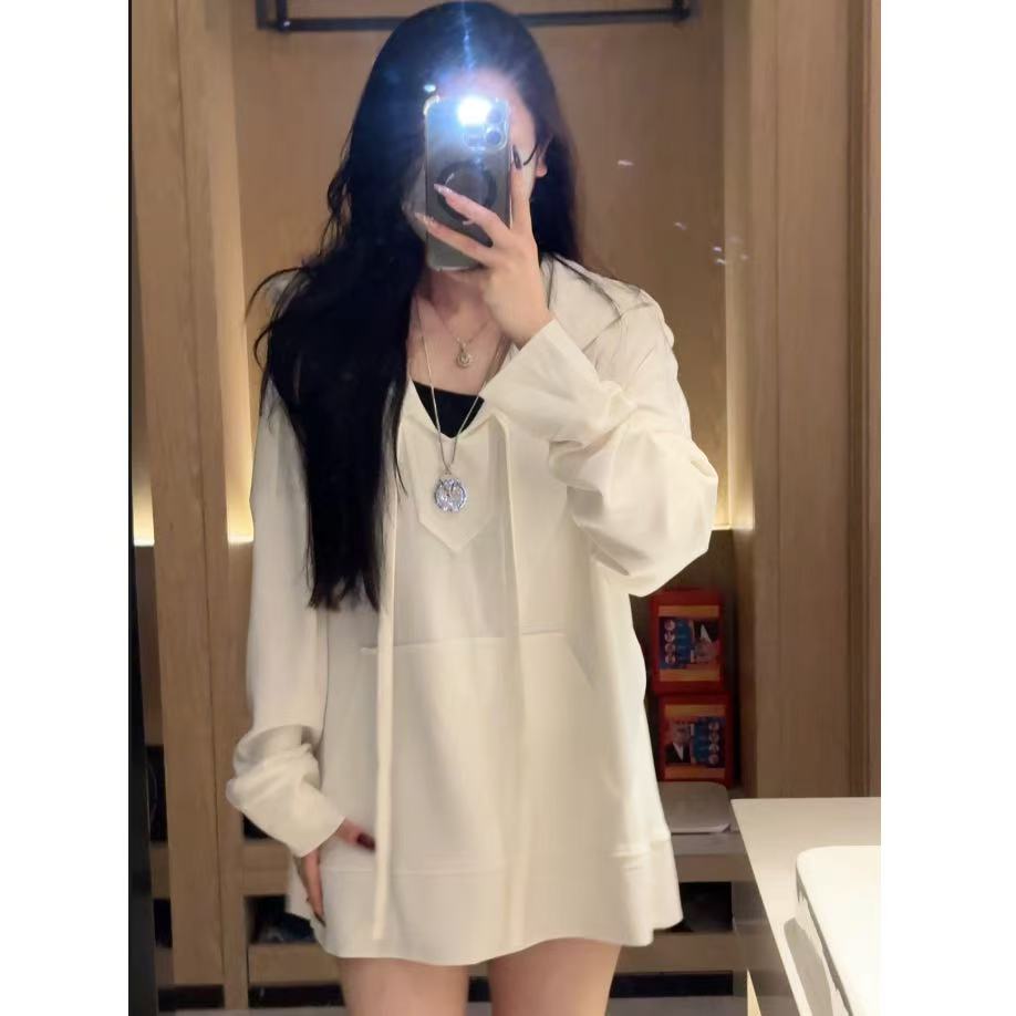 早秋2025欧若风宽松显瘦连帽简约卫衣时尚慵懒风休闲连帽衫7117