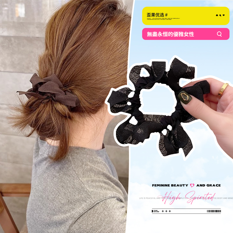 东大门同款蝴蝶结褶皱发圈女发量少发绳发圈女款2025新款网红爆款