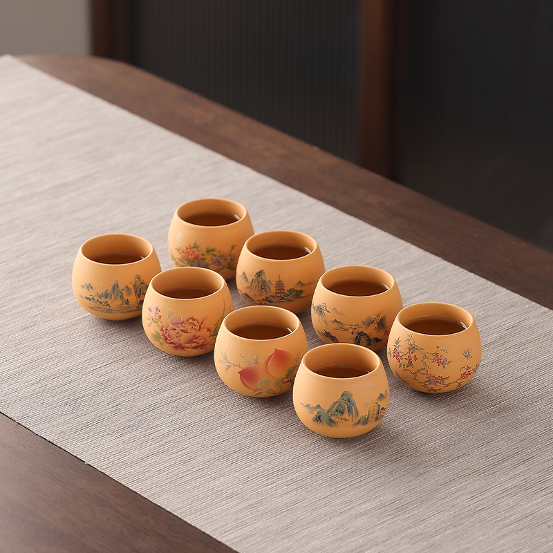黄金段泥紫砂主人杯茶具罗汉杯陶瓷高档精致茶杯粉色紫砂杯