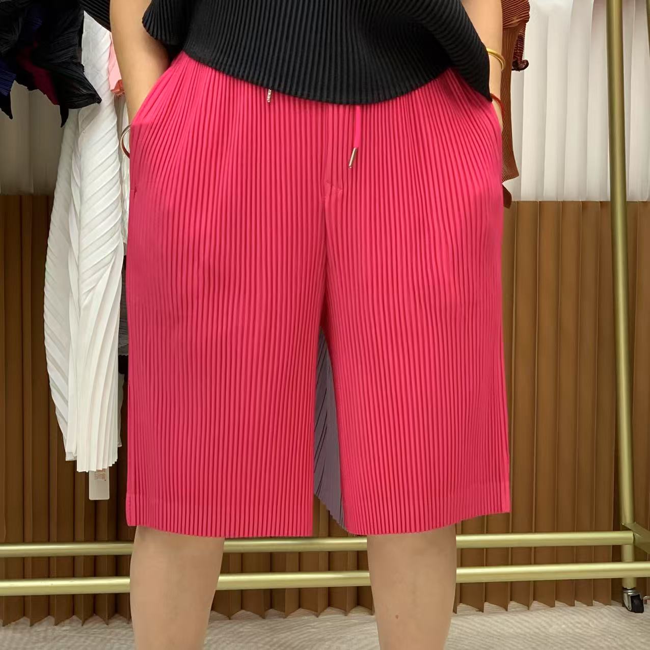 【阿琪家】夏季新品男女同款褶皱时尚外穿五分裤短裤粗牙签PP短裤