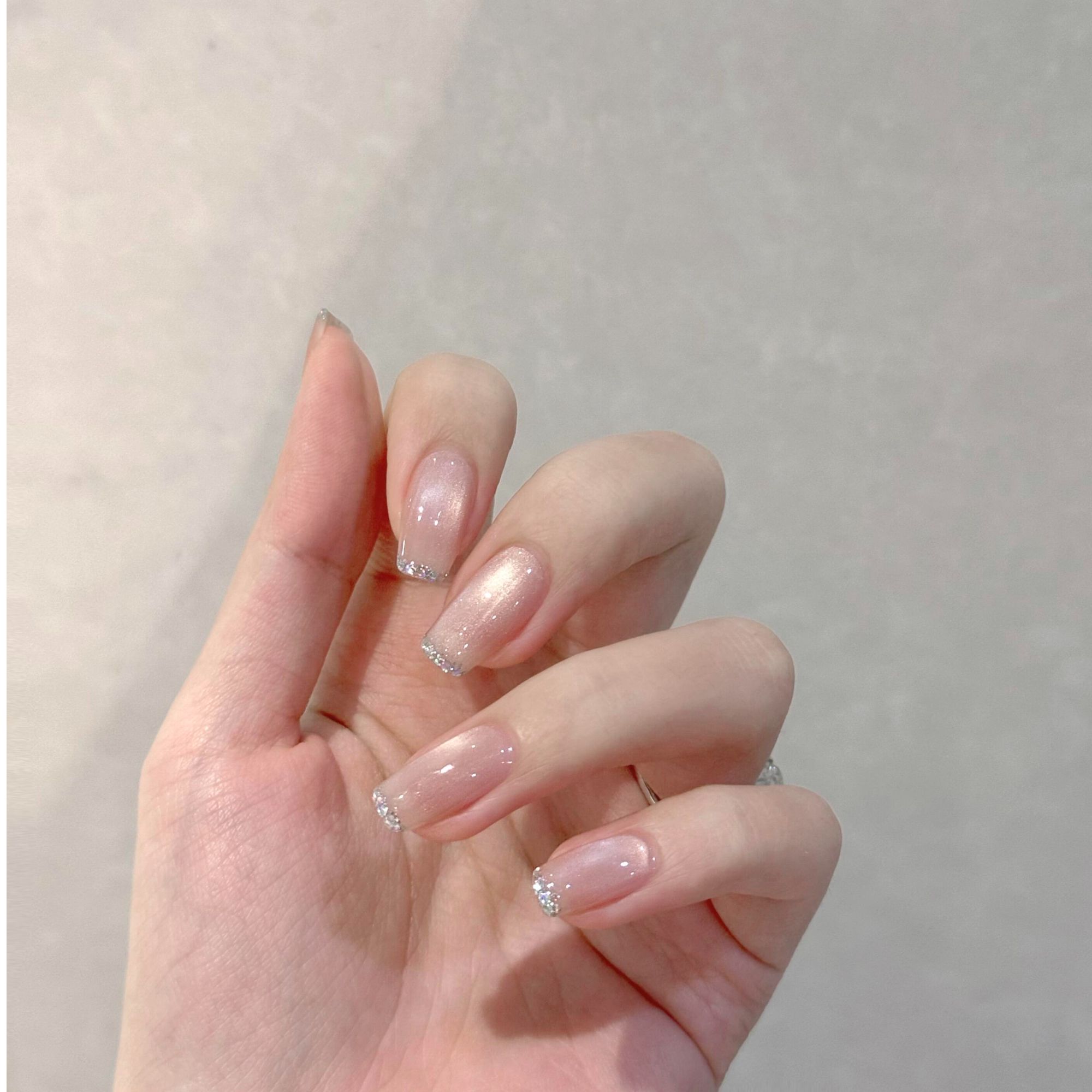 【白开水】纯手工穿戴甲裸色法式猫眼美甲气质显白学生温柔日常甲片