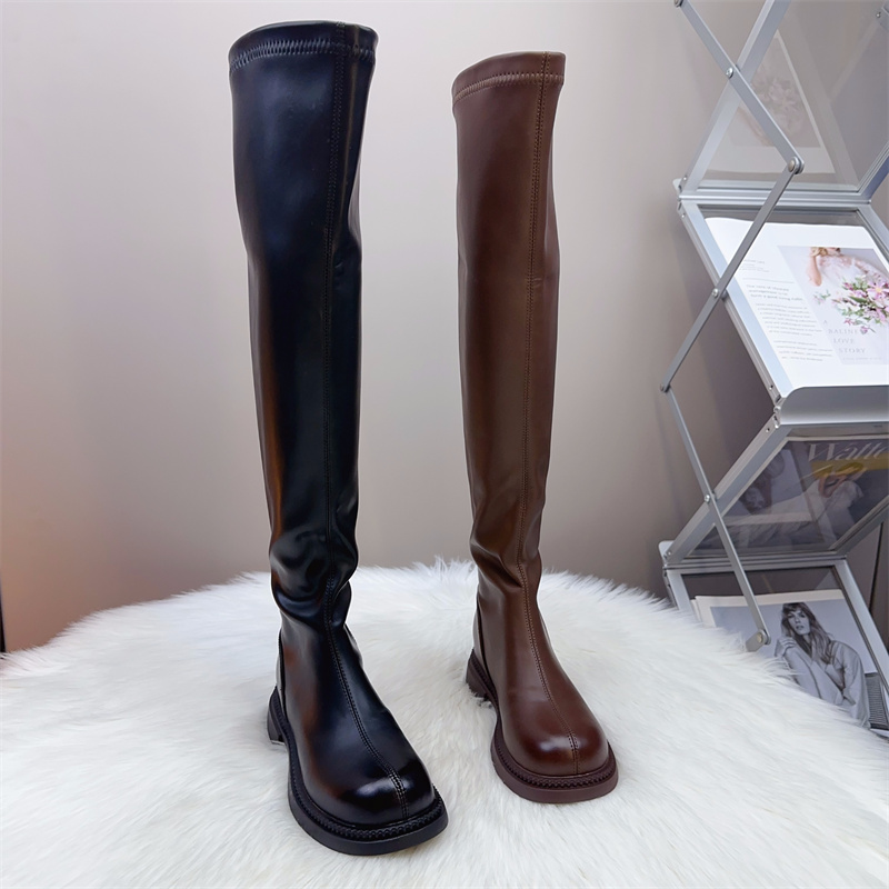 长筒靴女2025新款秋冬加绒显瘦高个子过膝靴平跟高筒骑士靴女长靴