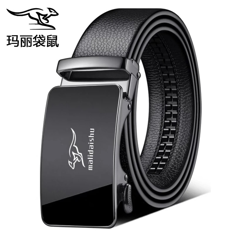 袋鼠皮带男商务皮带男款自动扣头休闲裤腰带男士百搭青年高档礼物