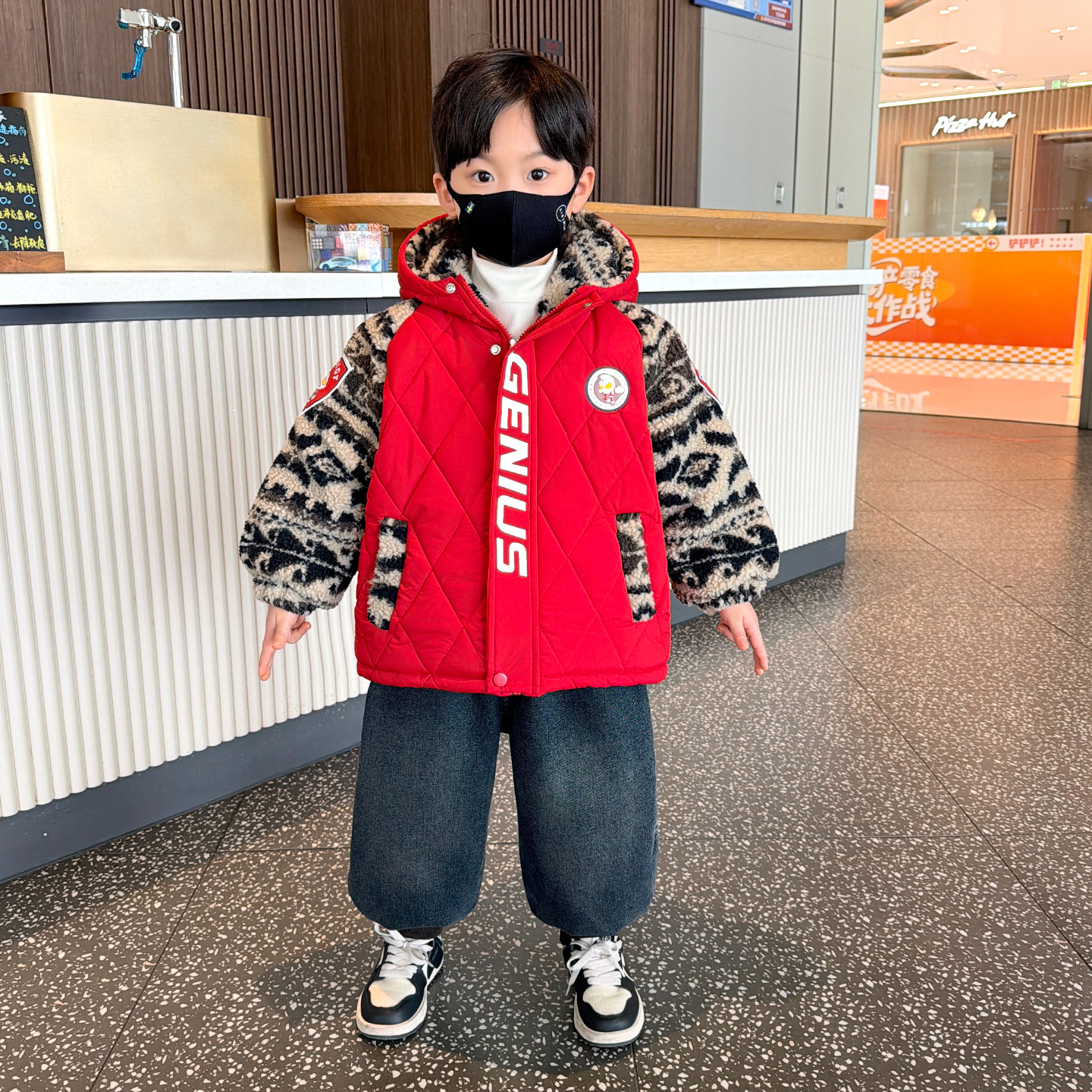 奥特曼儿童加绒棉服2025新款冬季男童加厚外套男宝宝时髦冬装棉衣