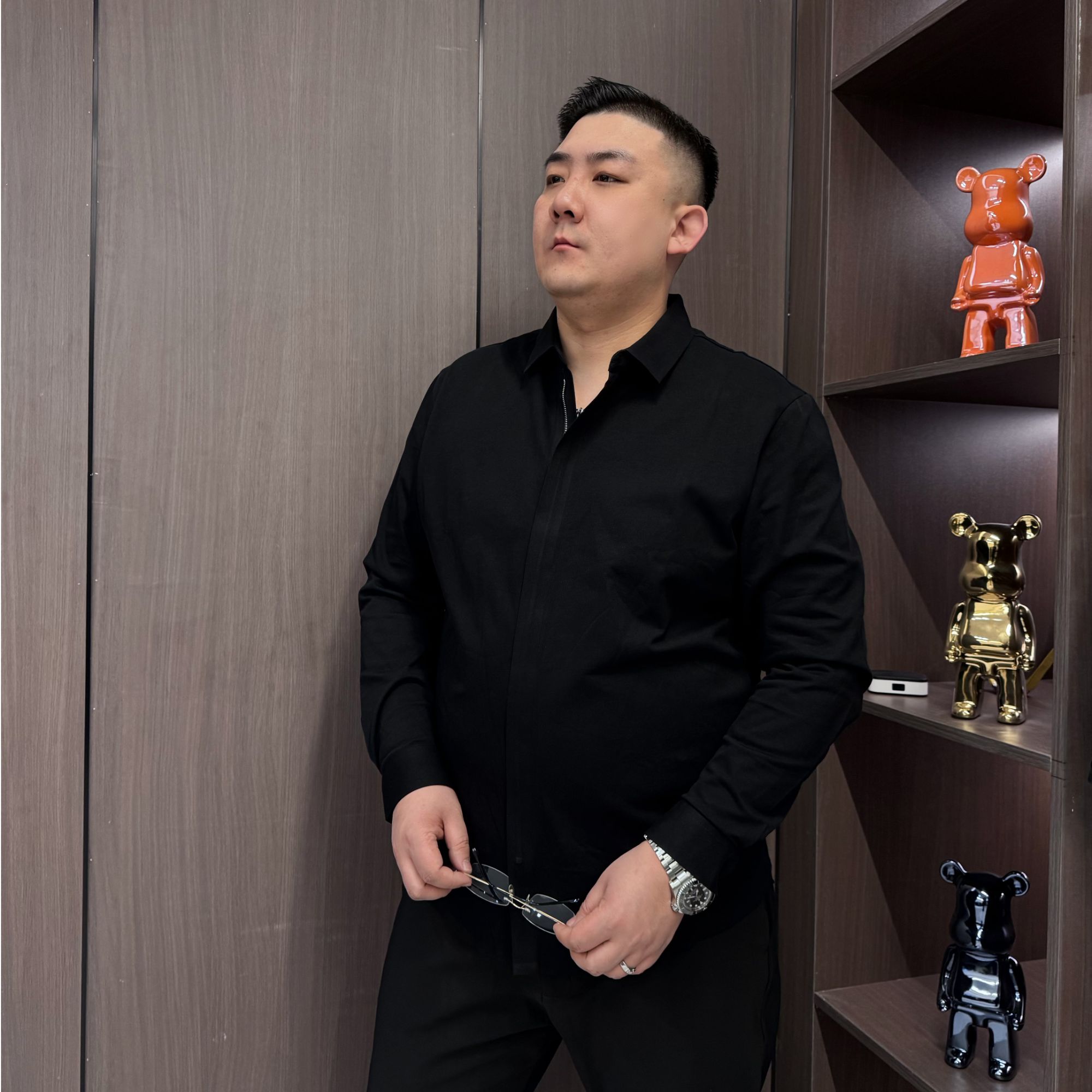 【建平轻熟潮流推荐】大码男士秋季新款商务时尚百搭长袖拉链衬衫