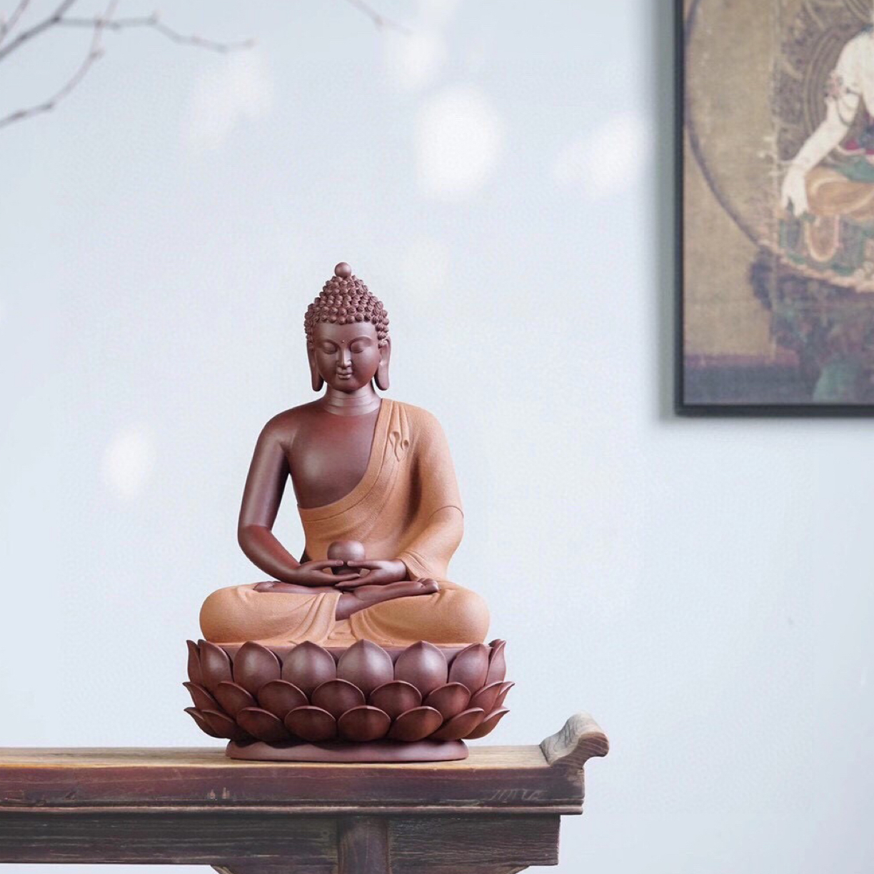 【释迦牟尼佛】荀少华作品 原矿底槽青 袈裟粉段泥