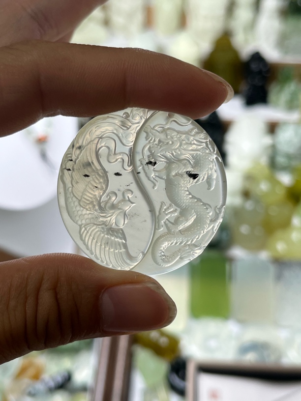 纯天然岫玉水墨料，国风情侣龙凤对寓意（龙凤呈祥）一对辽宁岫玉