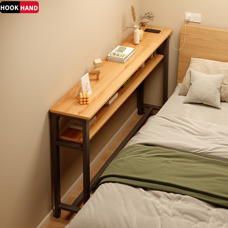 墙边小窄桌床边窄夹缝柜卧室床尾置物架落地收纳柜靠墙一字长条桌