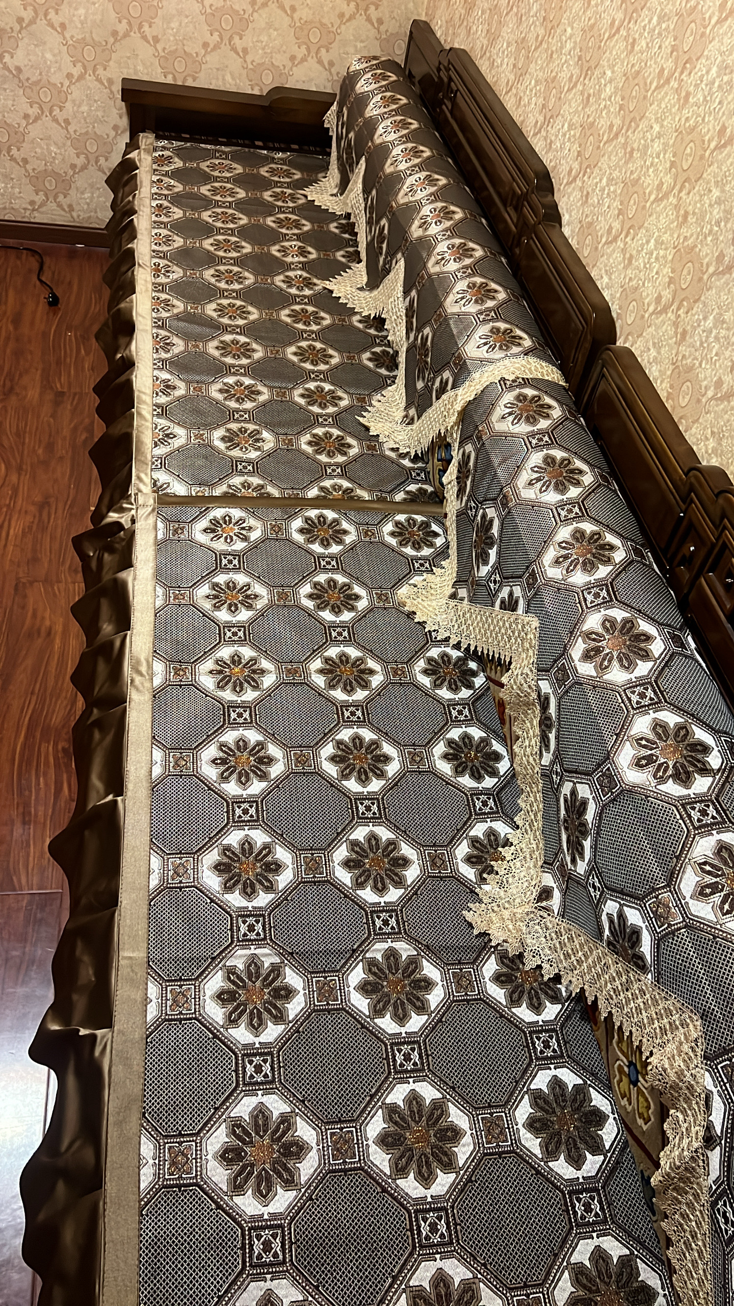 藏式防滑卧室简约中式手工床垫褥子藏式床垫子垫子灰色家用八角格