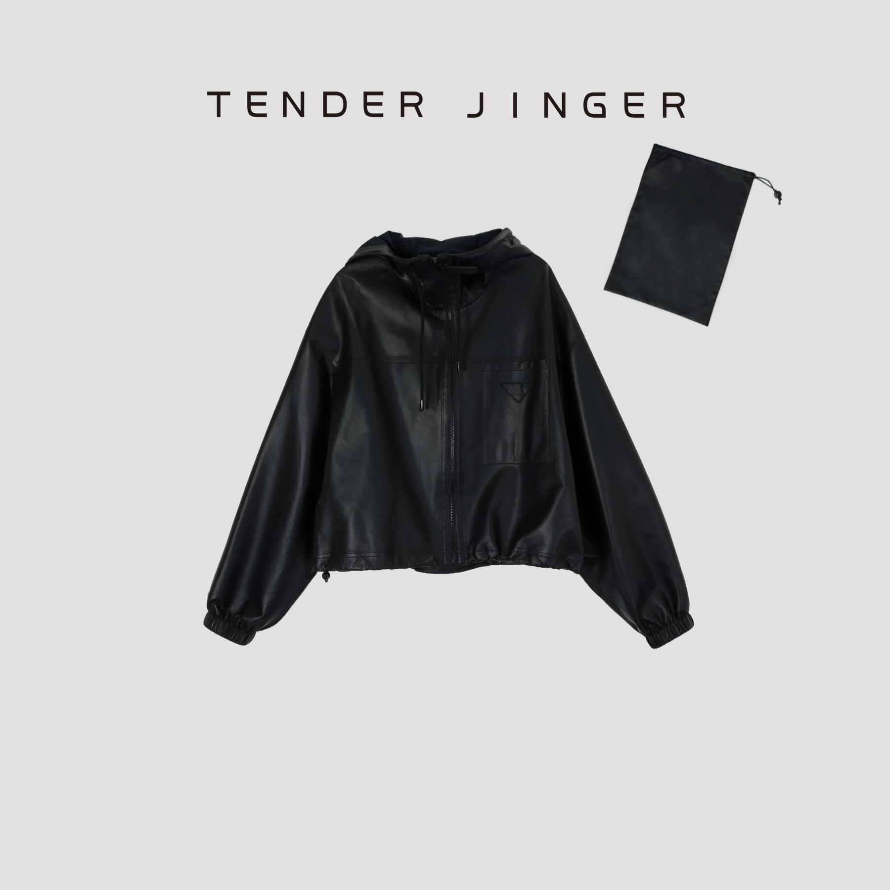 Tender Jinger【黑标】英国进口超薄绵羊皮连帽皮衣外套T53MYY589M