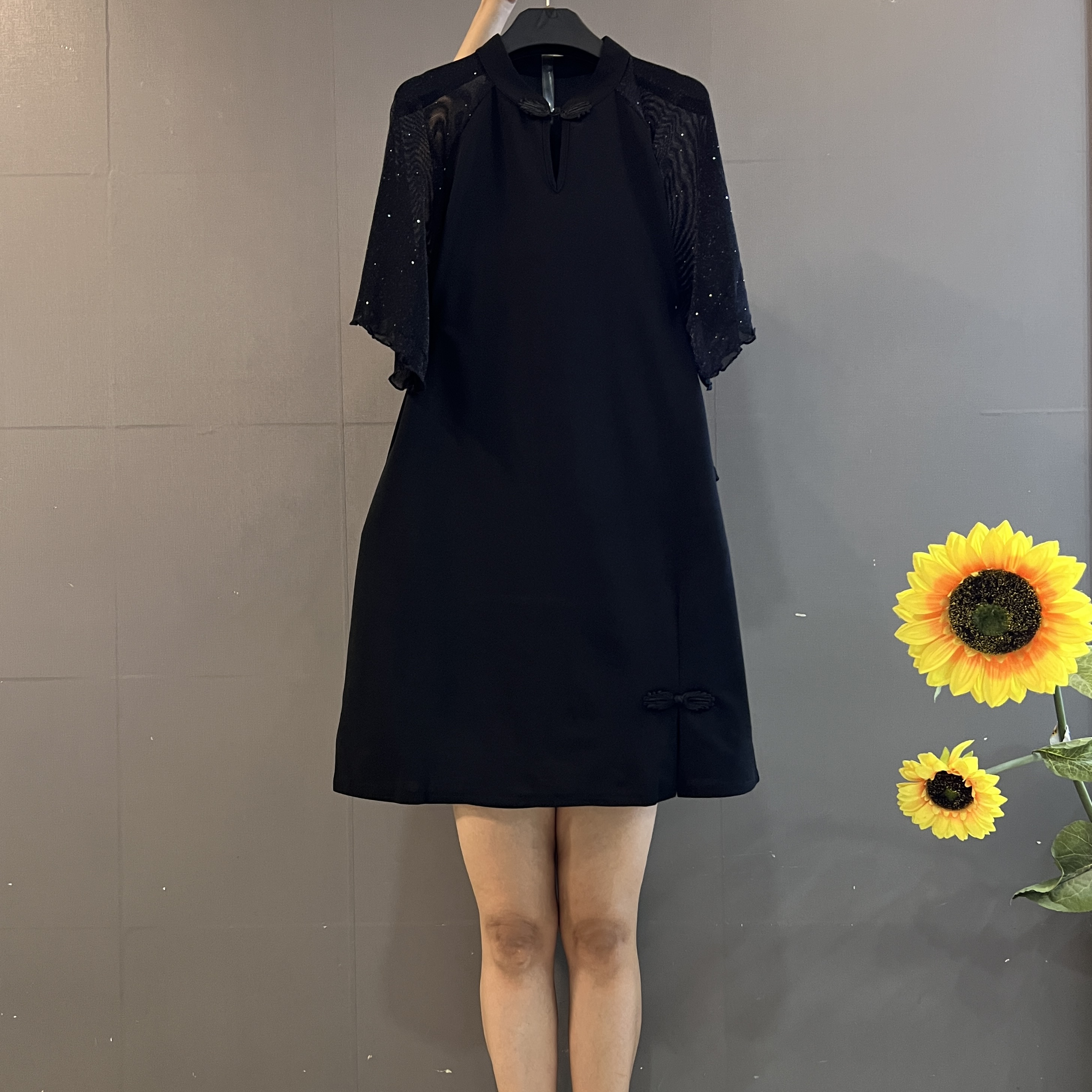 新中式改良版旗袍裙复古盘扣显瘦遮肚大码连衣裙