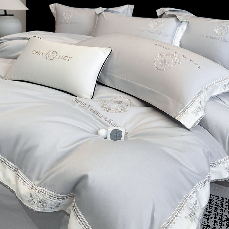 轻奢风高级感A类长绒棉四件套100全棉纯棉床单被套四季款高端床品